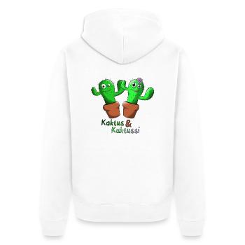 Kaktus & Kaktussi - Unisex Premium Bio Zip Hoodie - Weiß - Hinten - Thijin (182cm)