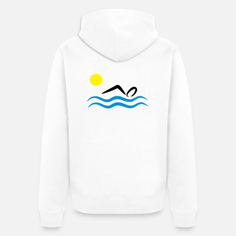 2541614 15252539 natation - Veste à capuche bio Premium Unisexe - blanc