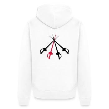 musketeers - Unisex Premium Bio Zip Hoodie - Weiß - Hinten - Thijin (182cm)