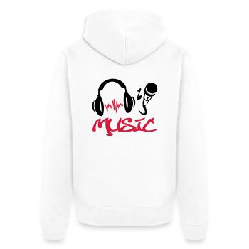 music_49 - Unisex Premium Organic Zip Hoodie - white - Back - Thijin (182cm)