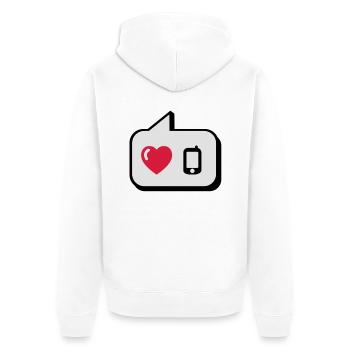 Sprechblase i love telefonieren - Unisex Premium Bio Zip Hoodie - Weiß - Hinten - Thijin (182cm)