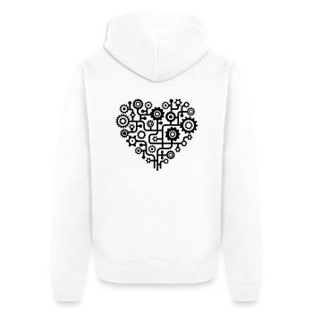 Love heart minimalist pattern t-shirt - Unisex Premium Organic Zip Hoodie - white - Back - Thijin (182cm)