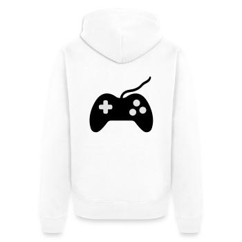 controller symbol - Unisex Premium Bio Zip Hoodie - Weiß - Hinten - Thijin (182cm)