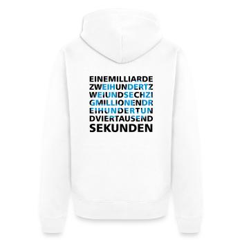40 years in seconds 2 - Unisex Premium Organic Zip Hoodie - white - Back - Thijin (182cm)