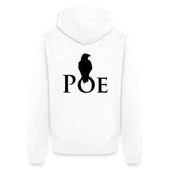 Poe Rabe - Unisex Premium Bio Zip Hoodie - Weiß - Hinten - Thijin (182cm)