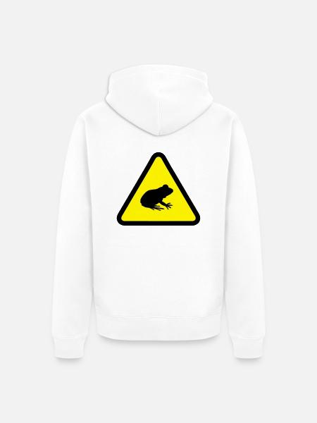 Attention Frog - Unisex Premium Organic Zip Hoodie - white