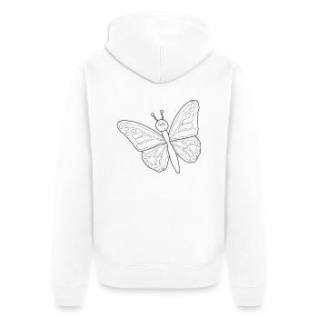 Achtung ein Schmetterling - Unisex Premium Bio Zip Hoodie - Weiß - Hinten - Thijin (182cm)