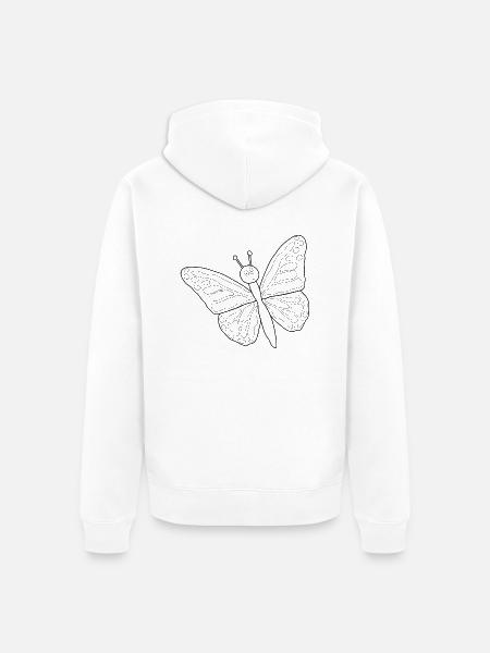 Achtung ein Schmetterling - Unisex Premium Bio Zip Hoodie - Weiß