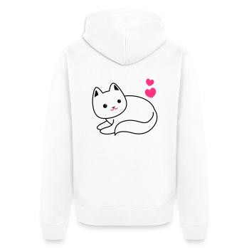 Kawaii CUTIE de chat avec des coeurs d'amour - Veste à capuche bio Premium Unisexe - blanc - Dos - Thijin (182cm)