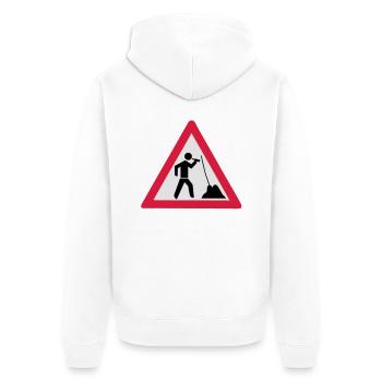Bau: In der Ruhe liegt die Kraft - Unisex Premium Bio Zip Hoodie - Weiß - Hinten - Thijin (182cm)