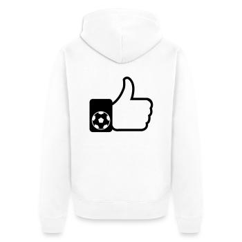 Wie beim Fußball - Unisex Premium Bio Zip Hoodie - Weiß - Hinten - Thijin (182cm)