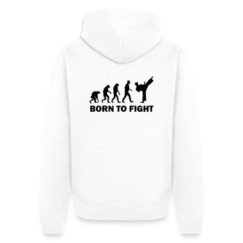born to fight - Unisex Premium Bio Zip Hoodie - Weiß - Hinten - Thijin (182cm)