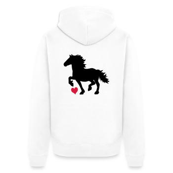 Cheval de la Frise - Veste à capuche bio Premium Unisexe - blanc - Dos - Thijin (182cm)