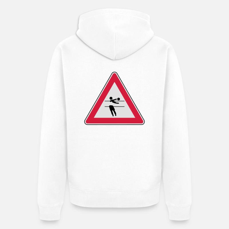 Achtung, Volleyball wird gespielt! - Unisex Premium Bio Zip Hoodie - Weiß