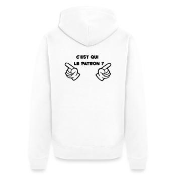 cest_qui_le_parton? Chef-an-Kopf - Unisex Premium Bio Zip Hoodie - Weiß - Hinten - Thijin (182cm)