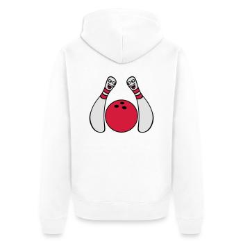 2 Cheeky Comic Bowling Pins - Unisex Premium Bio Zip Hoodie - Weiß - Hinten - Thijin (182cm)