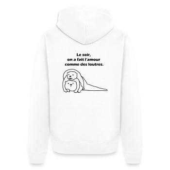 Le soir, on a fait l'amour comme des loutres. - Veste à capuche bio Premium Unisexe - blanc - Dos - Thijin (182cm)