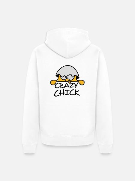 Crazy crazy chick behind wall - Unisex Premium Organic Zip Hoodie - white