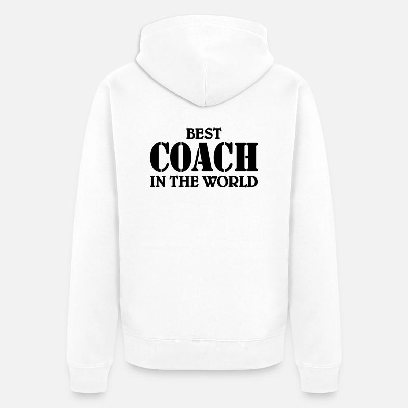 Best Coach in the World - Veste à capuche bio Premium Unisexe - blanc