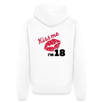 Kiss me 18 Anniversaire - Veste à capuche bio Premium Unisexe - blanc - Dos - Thijin (182cm)