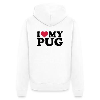 Mops - Unisex Premium Bio Zip Hoodie - Weiß - Hinten - Thijin (182cm)