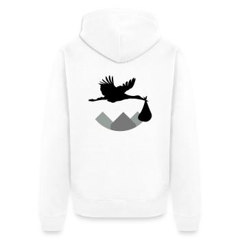 Stork & Baby (Vector) - Unisex Premium Bio Zip Hoodie - Weiß - Hinten - Thijin (182cm)