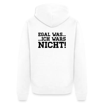 egal was - ich wars nicht! - Unisex Premium Bio Zip Hoodie - Weiß - Hinten - Thijin (182cm)