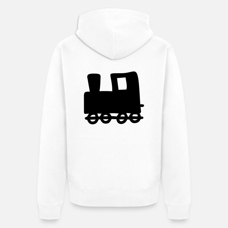 Dampflok - Zeichnung - Unisex Premium Bio Zip Hoodie - Weiß
