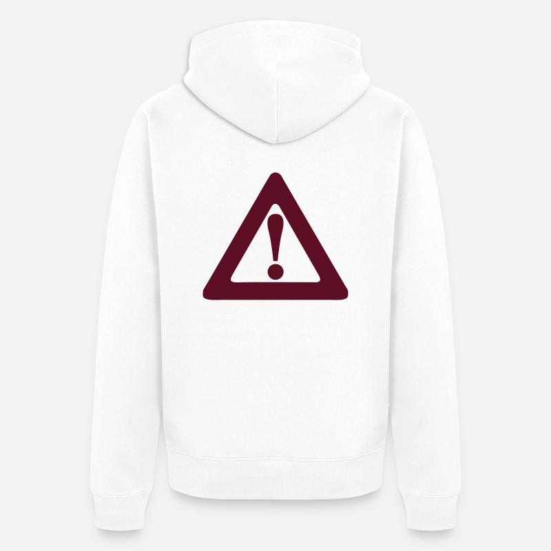 Warndreieck Ausrufezeichen Panel - Unisex Premium Bio Zip Hoodie - Weiß