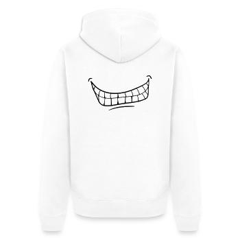 Grinning Evil Horror Mouth Smile Comic Teeth - Unisex Premium Organic Zip Hoodie - white - Back - Thijin (182cm)
