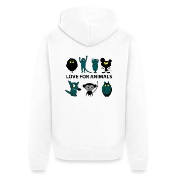 Liebe für Tiere - Unisex Premium Bio Zip Hoodie - Weiß - Hinten - Thijin (182cm)