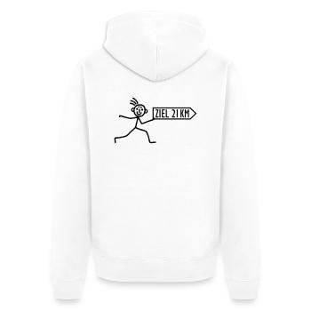 Strichmännchen läuft Halbmarathon - Unisex Premium Bio Zip Hoodie - Weiß - Hinten - Thijin (182cm)