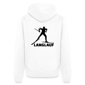 Langlauf - Unisex Premium Bio Zip Hoodie - Weiß - Hinten - Thijin (182cm)