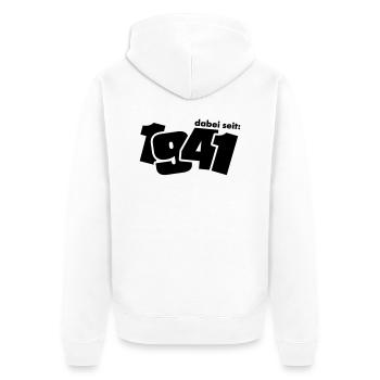 Dabei seit 1941 - Unisex Premium Bio Zip Hoodie - Weiß - Hinten - Thijin (182cm)