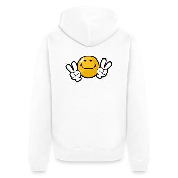 Smiley Confidence Ambition - Unisex Premium Organic Zip Hoodie - white - Back - Thijin (182cm)