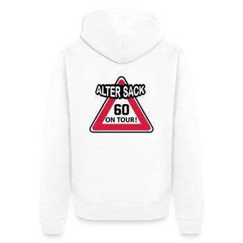 Geburstag Mann Alter Sack 60 Birthday Geschenkidee - Unisex Premium Bio Zip Hoodie - Weiß - Hinten - Thijin (182cm)