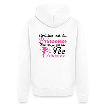 la fée pas chier - Unisex Premium Organic Zip Hoodie - white - Back - Thijin (182cm)