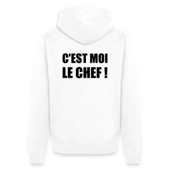 C'est moi le chef - Humour - Drôle - Blague - Fun - Veste à capuche bio Premium Unisexe - blanc - Dos - Thijin (182cm)