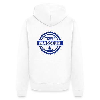Masseur - Unisex Premium Bio Zip Hoodie - Weiß - Hinten - Thijin (182cm)