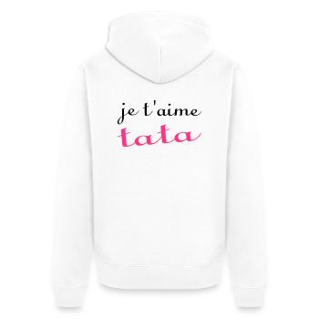 Je t'aime tata - Unisex Premium Organic Zip Hoodie - white - Back - Thijin (182cm)