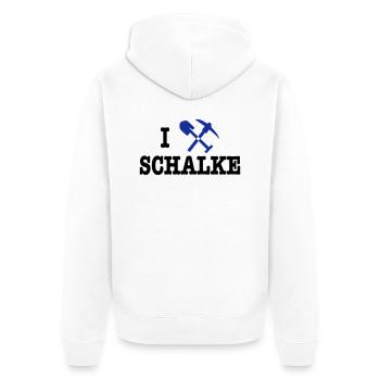 I Love Schalke - Unisex Premium Bio Zip Hoodie - Weiß - Hinten - Thijin (182cm)