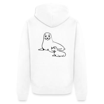 seehund mama baby - Unisex Premium Bio Zip Hoodie - Weiß - Hinten - Thijin (182cm)