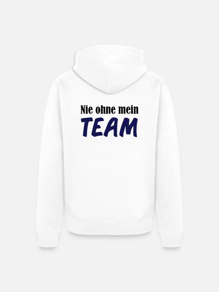 nie_ohne_mein_team_02 - Unisex Premium Bio Zip Hoodie - Weiß