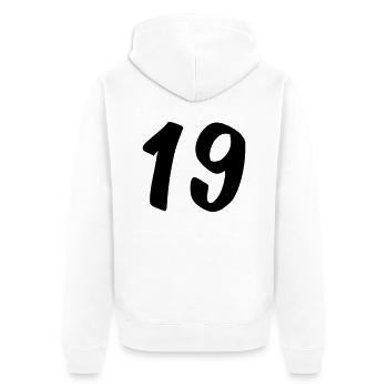 19 - Unisex Premium Bio Zip Hoodie - Weiß - Hinten - Thijin (182cm)