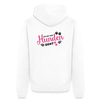 die mit den hunden geht pfote - Unisex Premium Bio Zip Hoodie - Weiß - Hinten - Thijin (182cm)