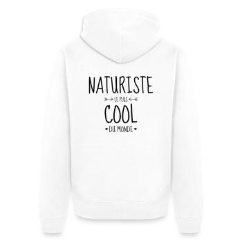 Naturisme / Naturiste / Nudisme / Nudiste - Veste à capuche bio Premium Unisexe - blanc - Dos - Thijin (182cm)