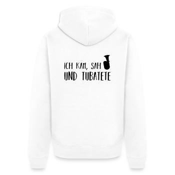 ich kam, sah und tubatete - Unisex Premium Bio Zip Hoodie - Weiß - Hinten - Thijin (182cm)