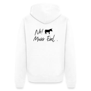 nö muss esel - Unisex Premium Bio Zip Hoodie - Weiß - Hinten - Thijin (182cm)