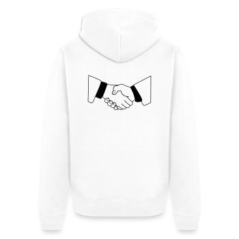 handshake_01 - Unisex Premium Bio Zip Hoodie - Weiß - Hinten - Thijin (182cm)