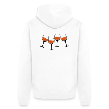 rotwein glaeser anstossen - Unisex Premium Bio Zip Hoodie - Weiß - Hinten - Thijin (182cm)
